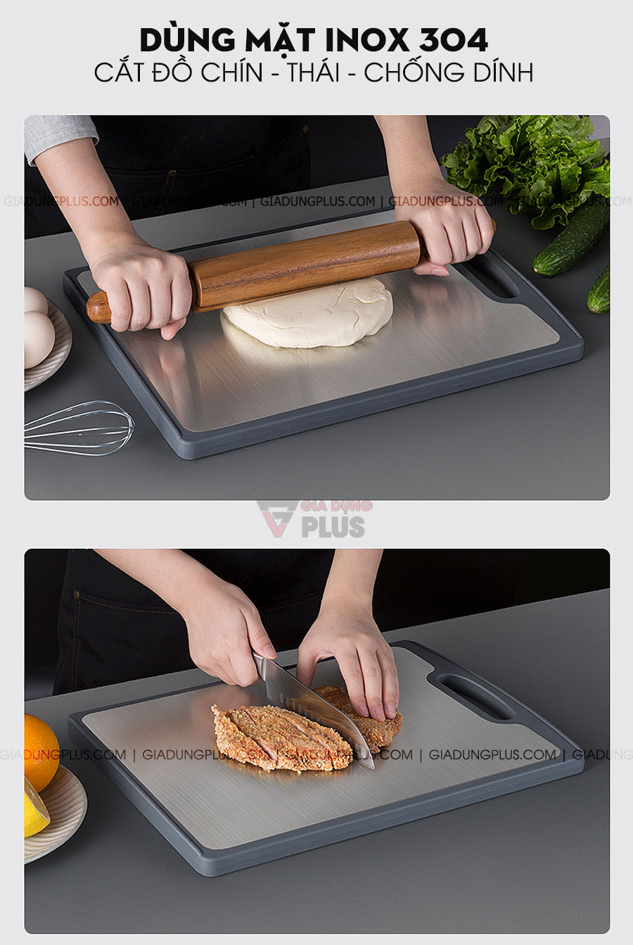Thớt hai lớp gỗ mun nguyên tấm & INOX 304 cao cấp Jianxia | Một vài gợi ý sử dụng bề mặt INOX 304 của thớt