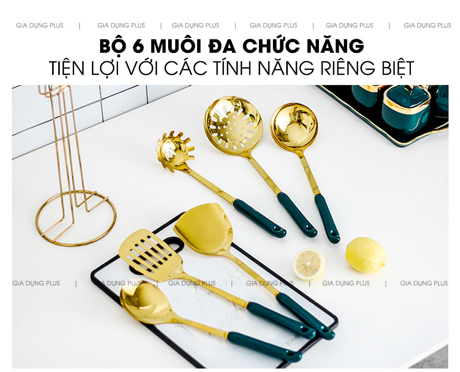 Bộ sản phẩm đa năng với đầy đủ các tính năng ứng dụng cần cho nhà bếp, phù hợp với tất cả nhu cầu nấu nướng  | Bộ thìa muôi muỗng xẻng nấu ăn đa năng 7 món tay cầm sứ cao cấp QH