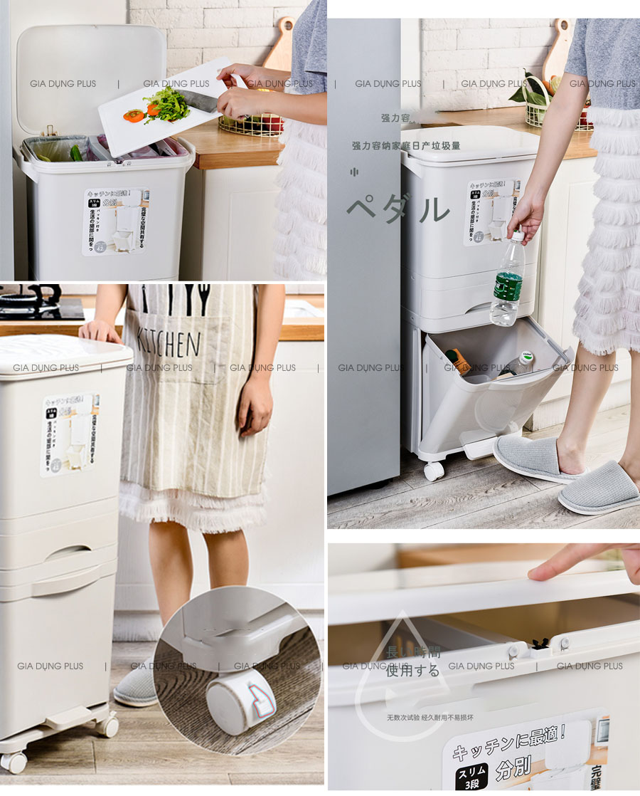 Các ưu điểm từ những thứ nhỏ nhất, giúp cho bạn luôn cảm thấy ưng ý và thoải mái khi sử dụng sản phẩm | Thùng rác 3 tầng xuất Nhật nhựa ABS cao cấp thông minh