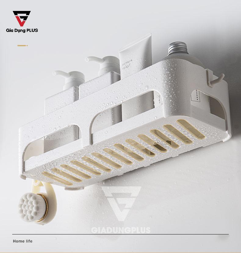 Kệ nhựa ABS chữ nhật dán tường,đa năng màu trắng của ShuangQuing | Lỗ thoát nước tiện lợi