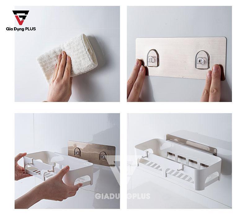 Kệ nhựa ABS chữ nhật dán tường,đa năng màu trắng của ShuangQuing | Hướng dẫn lắp đặt sản phẩm