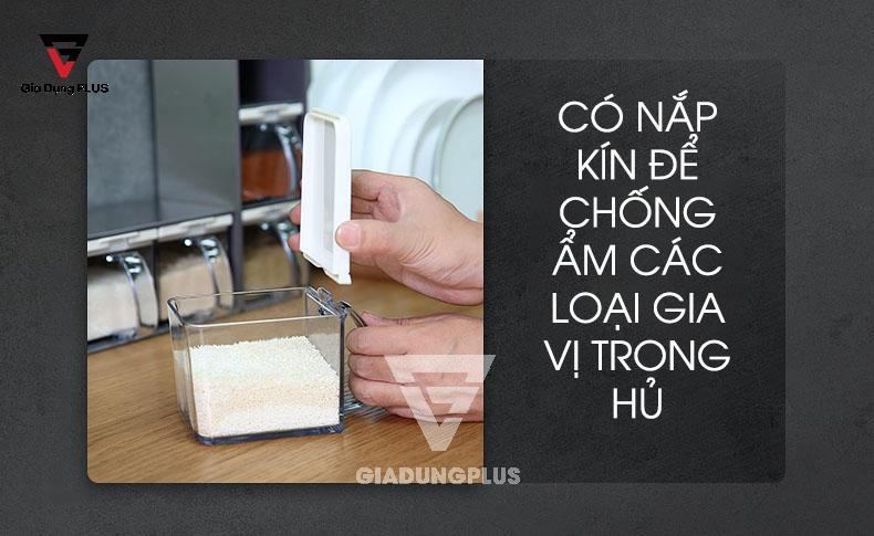 Bộ Hộp Đựng Gia Vị Kèm Kệ Inox 304 Jianxia Cao Cấp | Có nắp để chống ẩm mốc gia vị