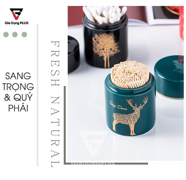 Hộp đựng tăm xỉa răng bằng sứ, xanh ngọc lục Qianhuiju | Sang trọng và quý phái với gốm sứ thủ công