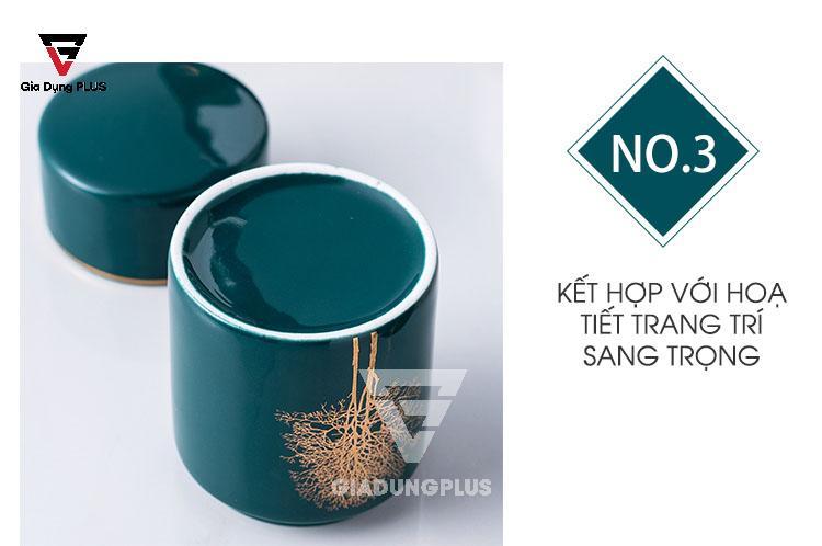 Hộp đựng tăm xỉa răng bằng sứ, xanh ngọc lục Qianhuiju | Thiết kế sang trọng, giúp gia đình gọn gàng hơn