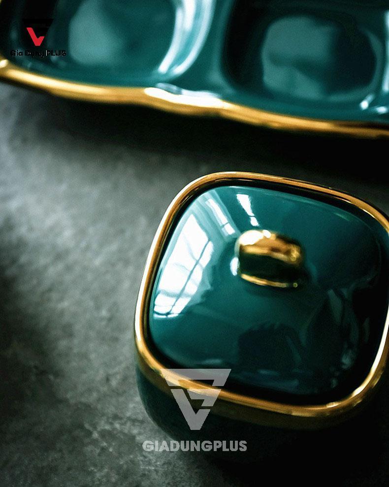 Bộ Ba Hũ Gia Vị Sứ Đặt Bàn Cao Cấp - Màu Xanh Ngọc Phỉ Thuý - Gốm Sứ Thủ Công của Baike | Cao cấp và hiện đại, tiện lợi