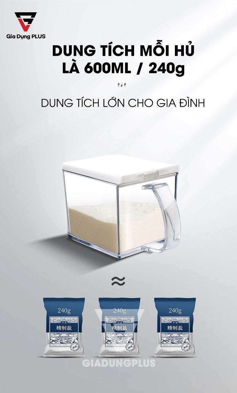 Bộ Hộp Đựng Gia Vị Kèm Kệ Inox 304 Jianxia Cao Cấp | Dung tích mỗi hộp là 600ml, 240g gia vị