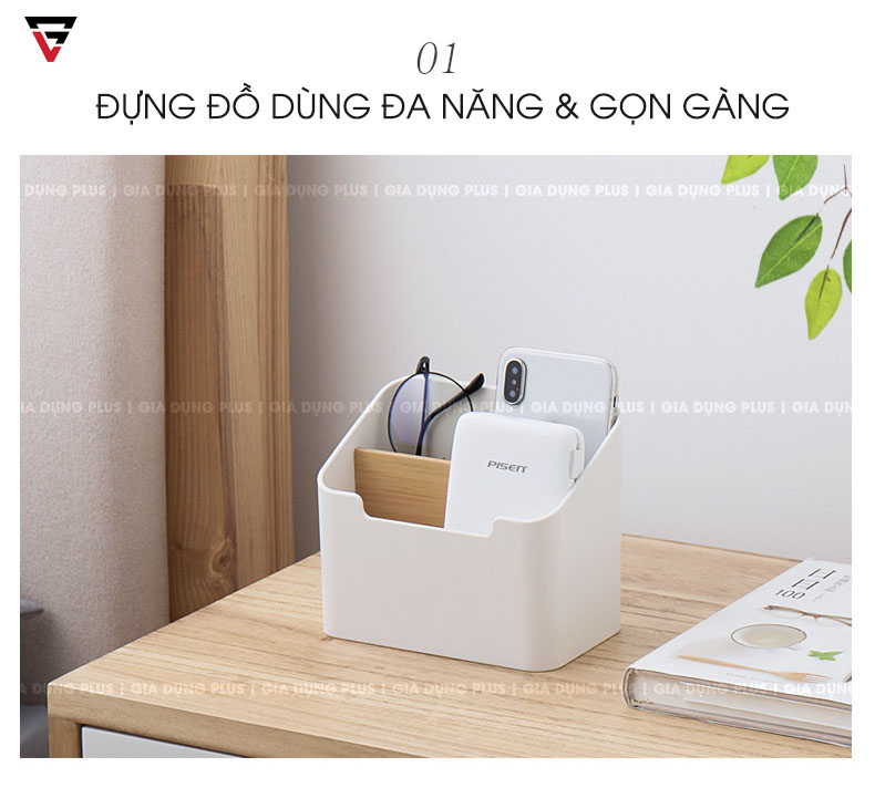 Dùng đựng đồ dùng đa năng như điều khiển, điện thoại, kính...gọn gàng