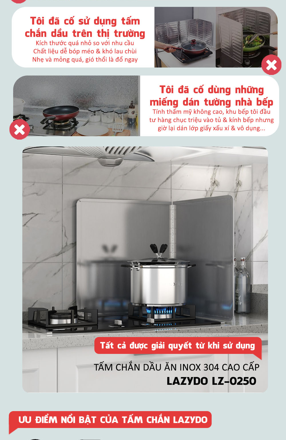 Nỗi đau và bất tiện khi chưa sử dụng sản phẩm tấm chắn dầu Lazydo