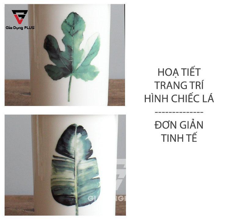 Ống đựng đũa muỗng sứ đặt bàn (màu trắng) Qianhuiju | Hoạ tiết lá cây phong và lá chuối