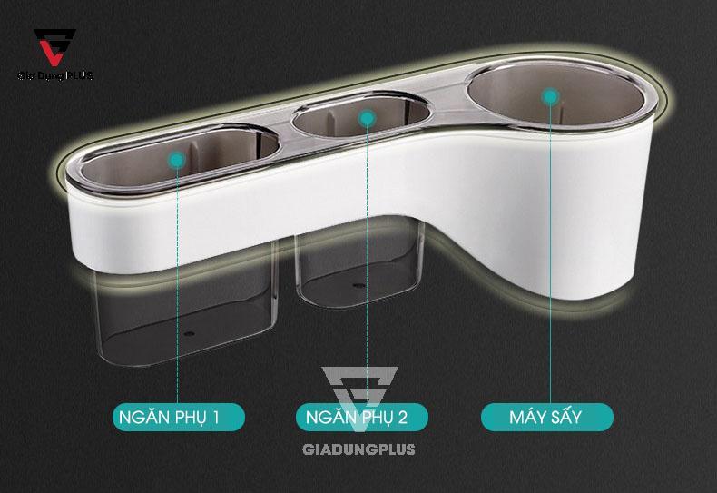 Kệ đựng máy sấy tóc dán tường 2 ngăn ShuangQuing | Cấu tạo gồm 3 phần
