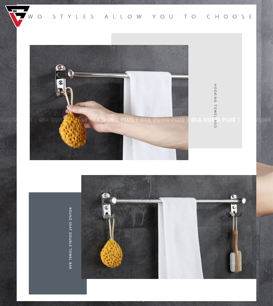 Thanh treo khăn tắm, khăn mặt inox 304 dán tường Moyang | Thiết kế thông minh và sang trọng