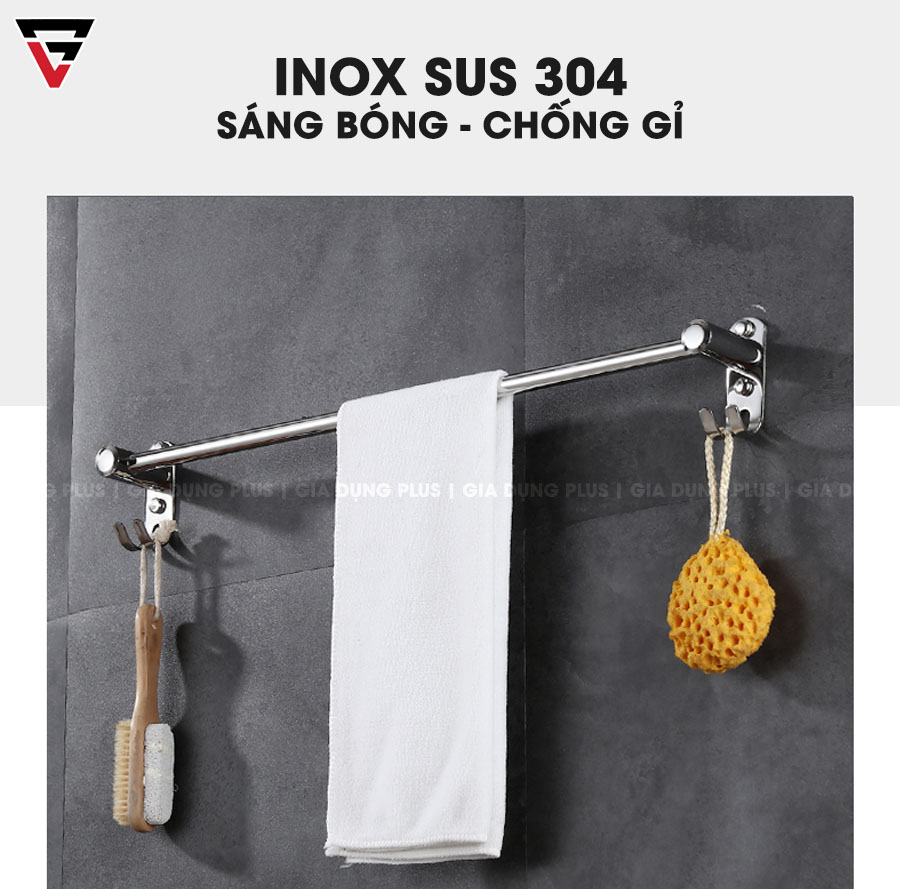Thanh treo khăn tắm, khăn mặt inox 304 dán tường Moyang | Luôn sáng bóng, chống gỉ nhờ inox 304
