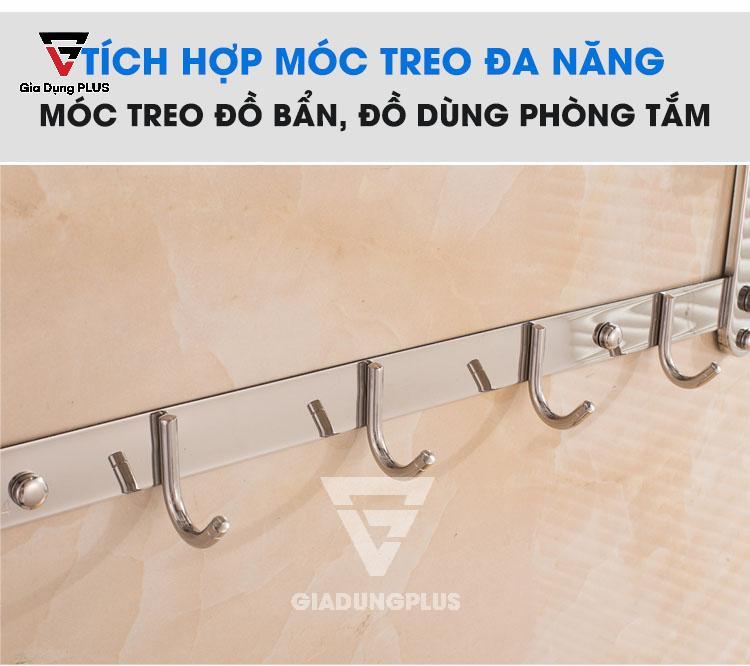 Kệ giá để khăn INOX 304 dán tường gấp gọn 90 độ thông minh Moyang | Tích hợp móc treo đa năng
