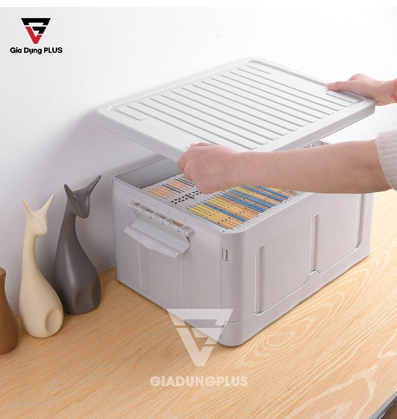 Thùng đựng đồ đa năng, gấp gọn thông minh nhựa PP ZhuangShong | Có nắp đậy giúp đồ dùng an toàn