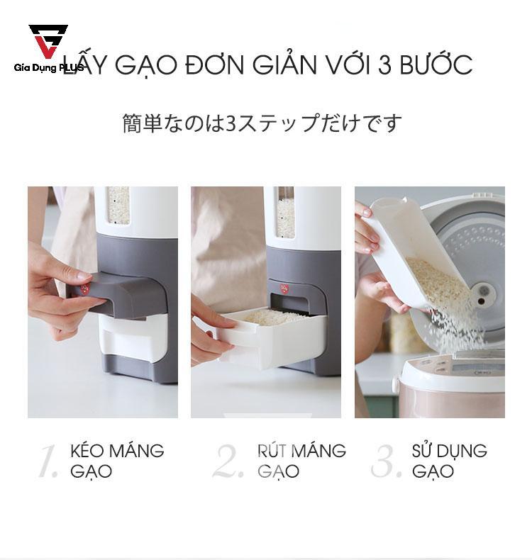 Thùng đựng gạo 6kg phong cách Nhật Bản của Jianxia | Cách sử dụng lấy gạo thông minh