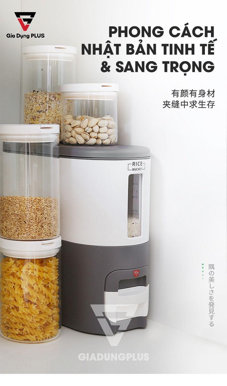 Thùng đựng gạo 6kg phong cách Nhật Bản của Jianxia | Sang trọng, tiết kiệm không gian