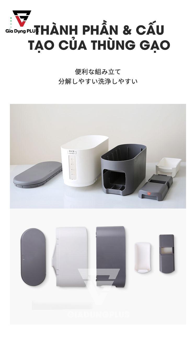Thùng đựng gạo 6kg phong cách Nhật Bản của Jianxia | Thành phần & cấu tạo của thùng gạo