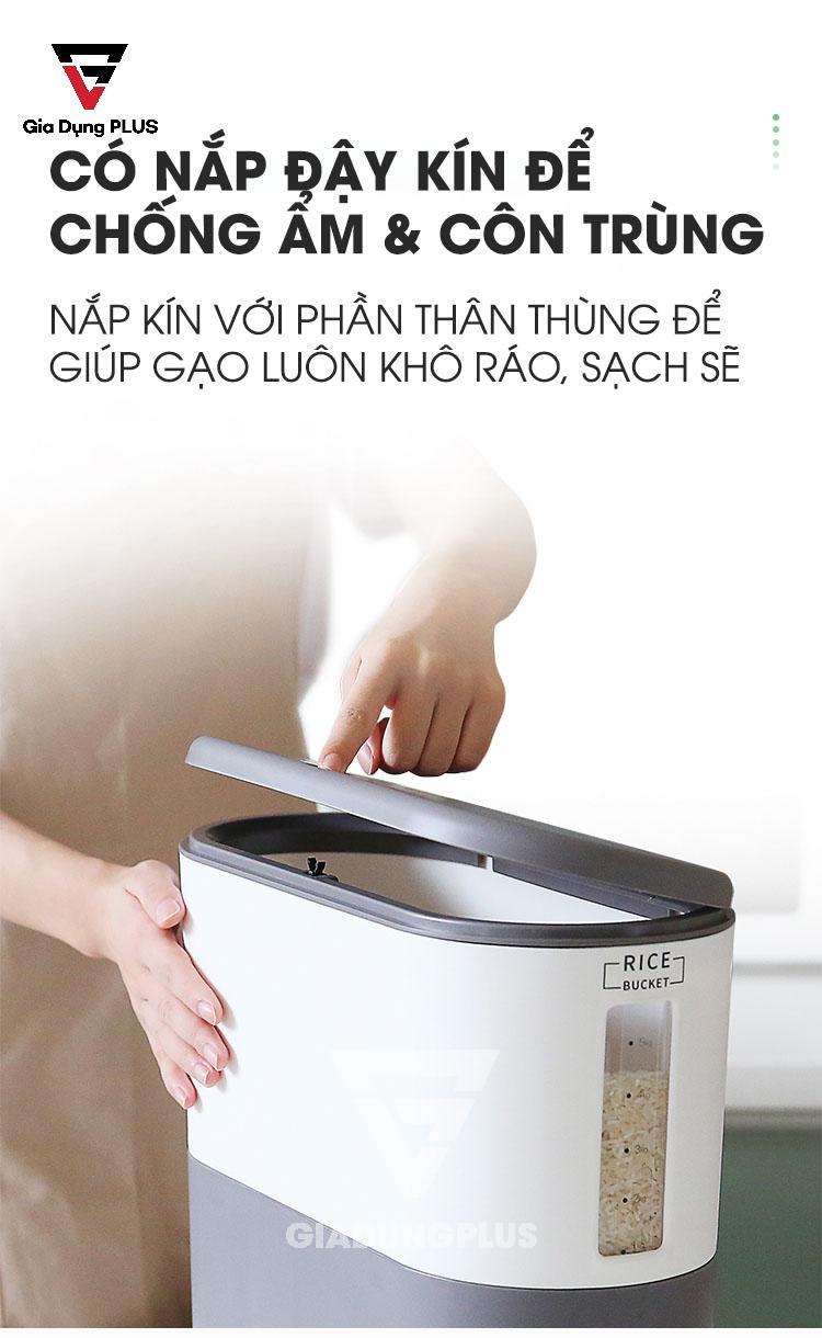Thùng đựng gạo 6kg phong cách Nhật Bản của Jianxia | Có nắp đậy kín, phòng ẩm mốc và côn trùng