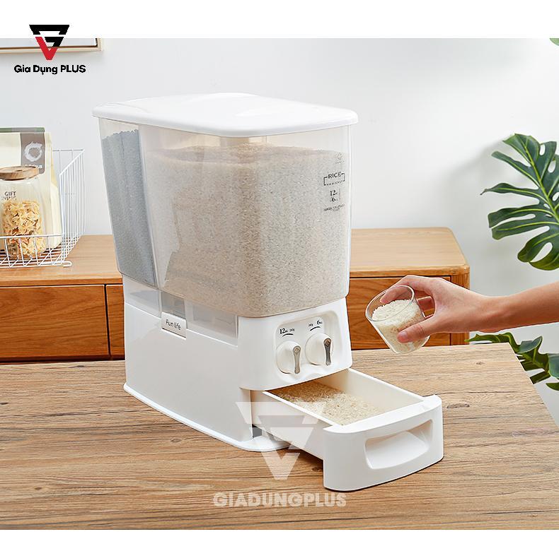 Thùng gạo thông minh hai ngăn 18kg Jianxia | Tiết kiệm không gian bếp