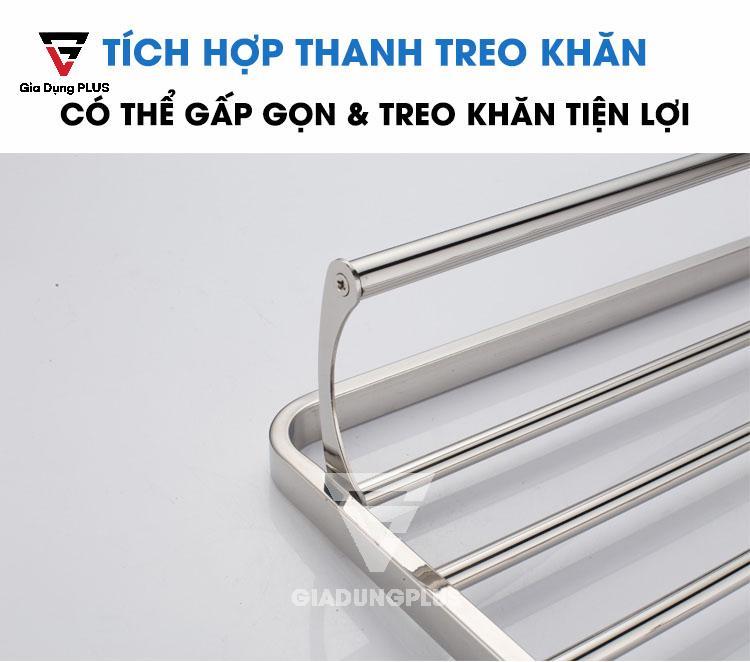 Kệ giá để khăn INOX 304 dán tường gấp gọn 90 độ thông minh Moyang | Tích hợp thanh treo khăn tắm, khăn mặt
