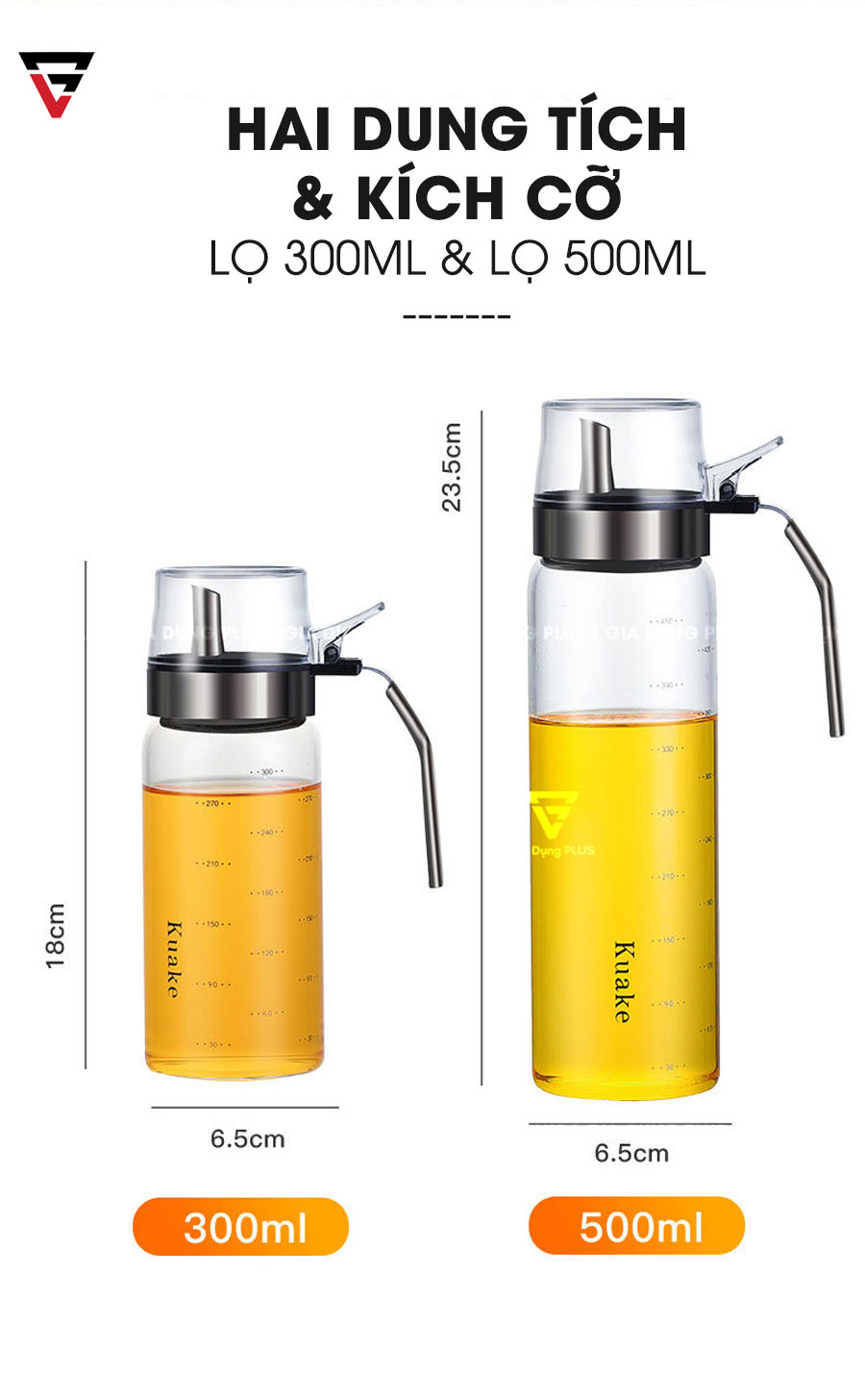 Dung Tích Của Chai Đựng Dầu Ăn, Nước Mắm Chống Rò Rỉ Thuỷ Tinh KUAKE