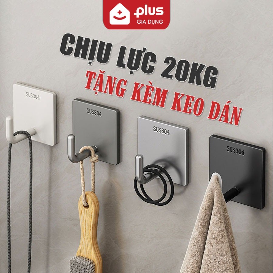 Móc treo tường chịu lực inox 304, móc dán tường siêu dính để treo đồ dùng đa năng (quần áo, tranh...) không cần khoan LZ