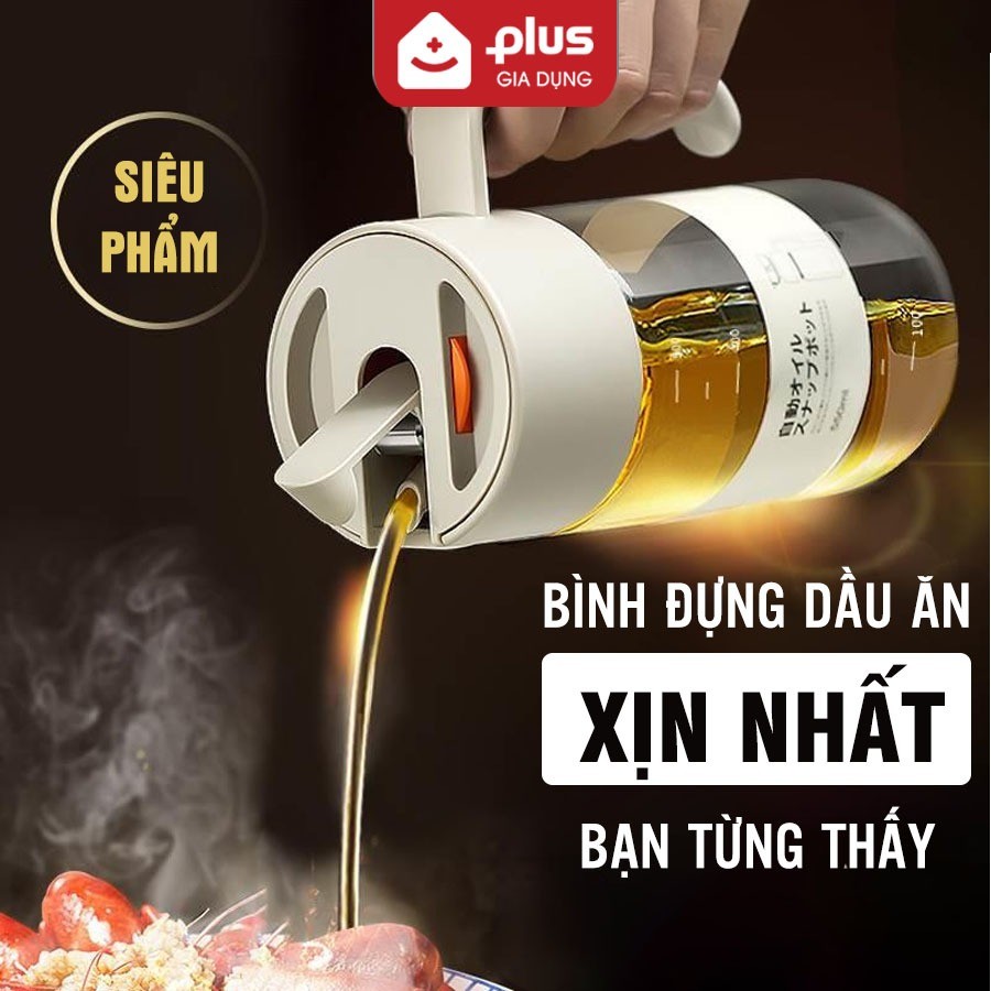 Lọ đựng dầu ăn, nước mắm thuỷ tinh borosilicate cao cấp, vòi tự rót tự động, thông minh PHALEDO