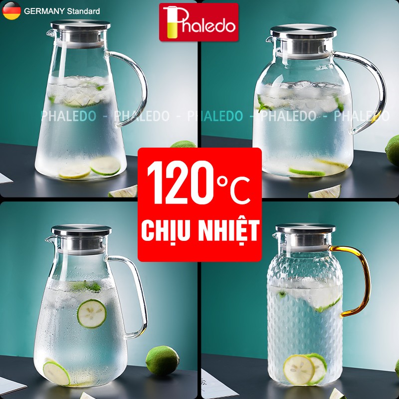Bình Nước Thuỷ Tinh Chịu Nhiệt 2Lít Dung Tích Lớn, Borosilicate An Toàn Không Chì Cao Cấp PHALEDO