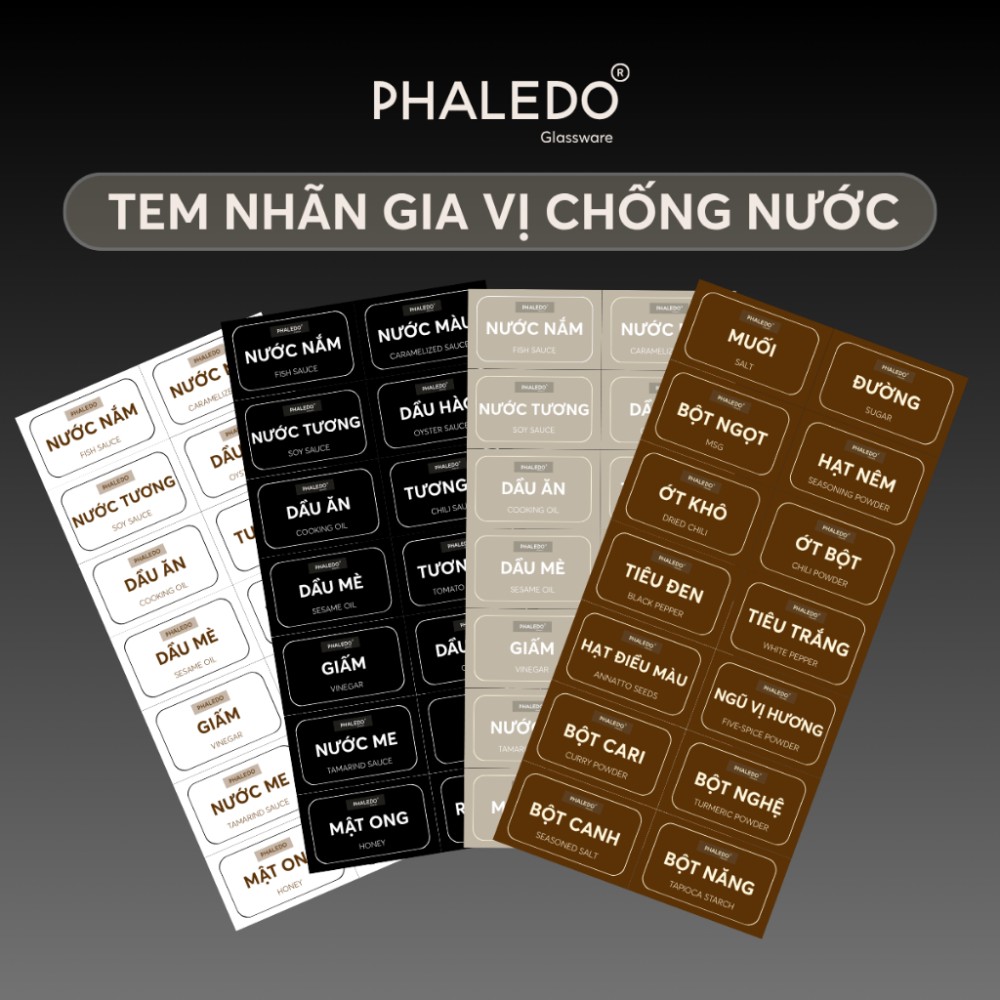 Tem Nhãn Decal Dán Hủ Đựng Gia Vị, Muối, Bột Ngọt, Đường Và Bình Đựng Dầu Ăn, Nước Mắm, Mật Ong, Nước Tương - PHAELDO