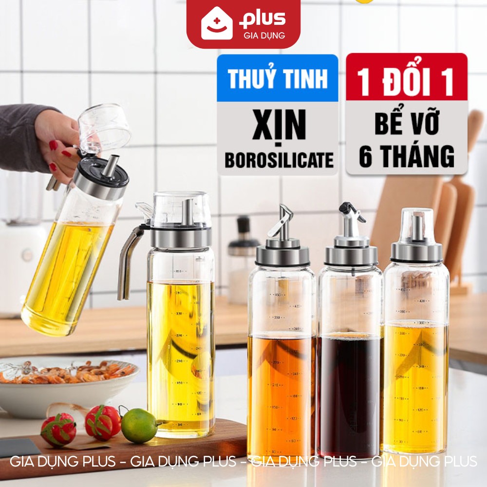 Chai Đựng Dầu Ăn, Bình Thủy Tinh Đựng Dầu Ăn, Nước Mắm,.. Thủy Tinh An Toàn Sức Khỏe, Chống Nhỏ Giọt