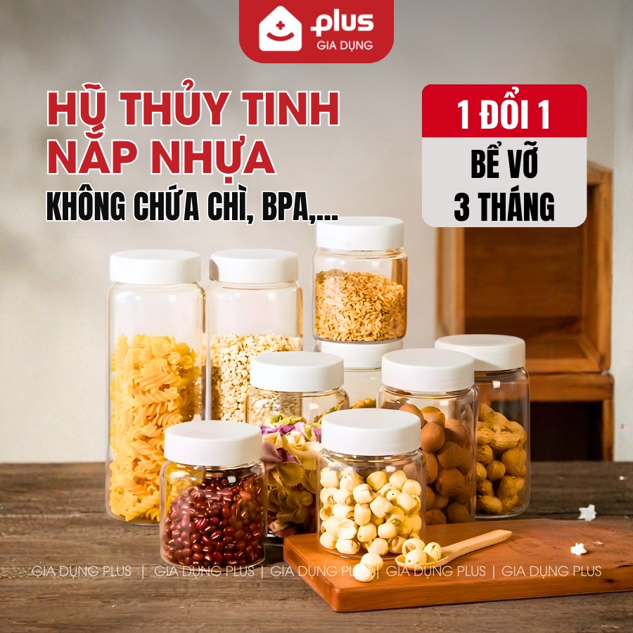 Hũ Thủy Tinh Borosilicate Nắp Nhựa, Hũ Đựng Thực Phẩm Đa Năng An Toàn Sức Khỏe PHALEDO ( HD-0376)