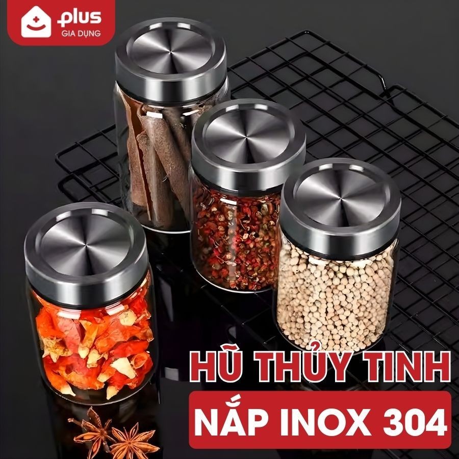 Hũ Thủy Tinh Nắp Inox304 Không Gỉ, Hũ Đựng Thực Phẩm Thủy Tinh Borosilicate An Toàn Sức Khỏe PHALEDO