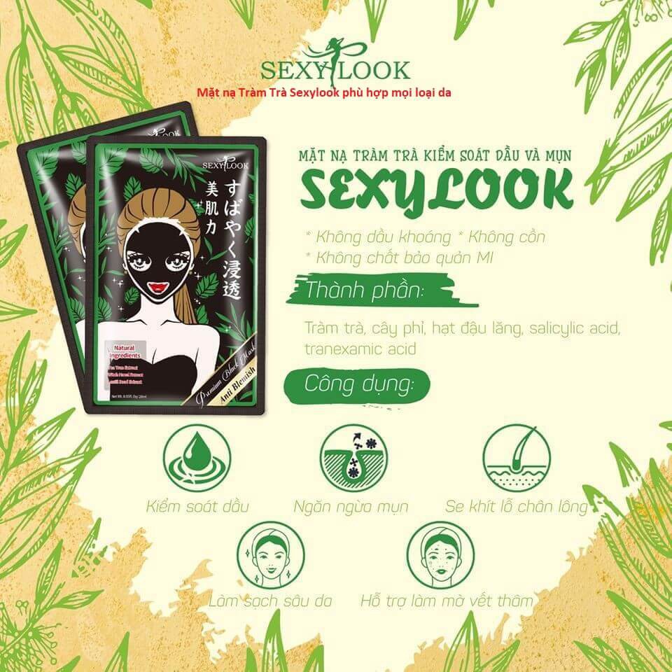 Mặt Nạ Giấy Tràm Trà SexyLook Anti Blemish Premium Black Mask (Tiếng Anh)