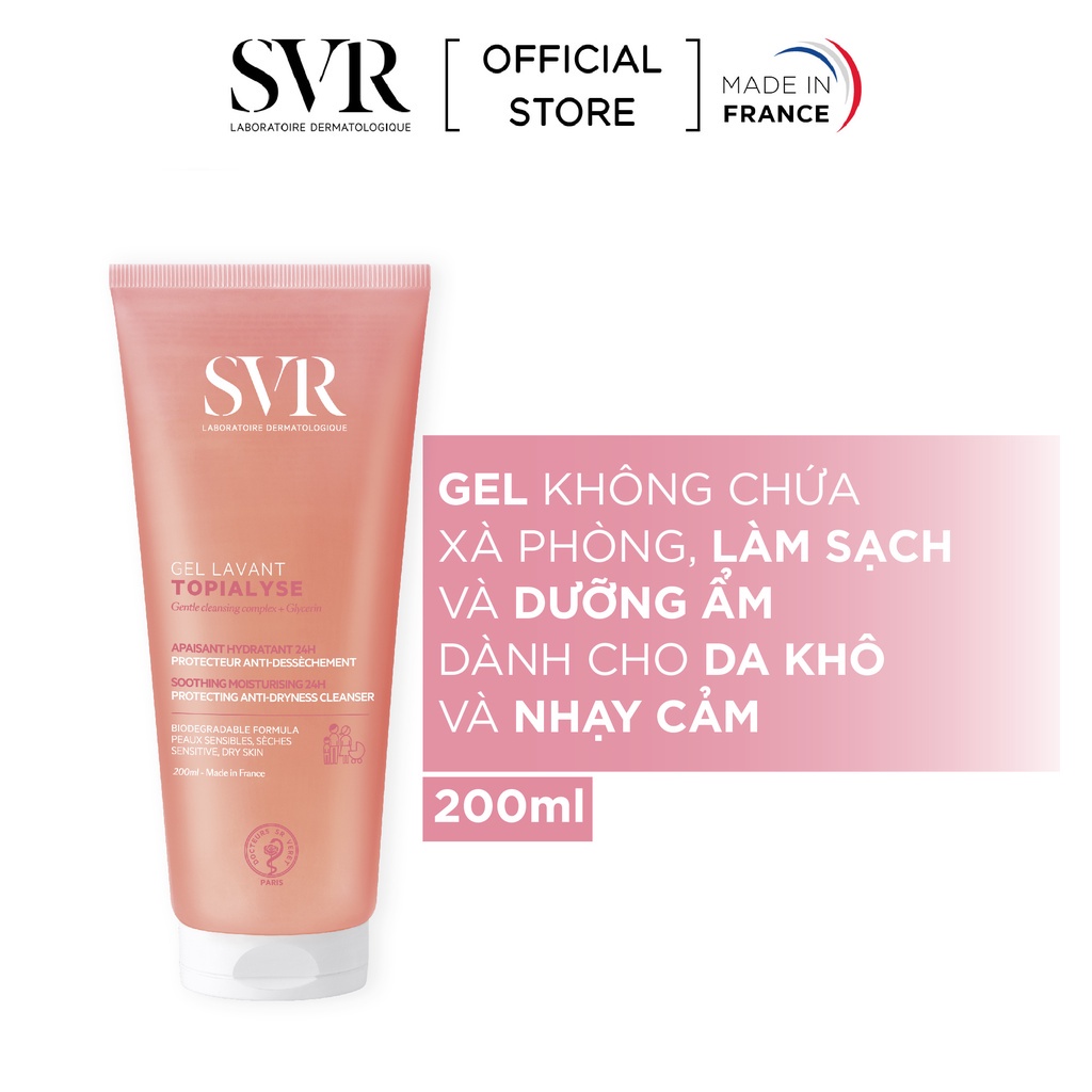 Gel Rửa Mặt Dành Cho Da Khô Và Da Nhạy Cảm SVR Gel Lavant Topialyse