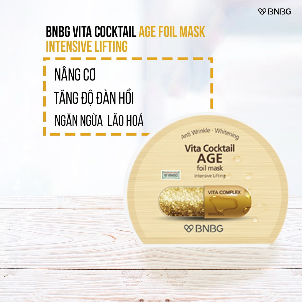 Mặt Nạ Giấy BNBG Vita Cocktail Age Foil 2X Upgrade 30ml (Vàng)