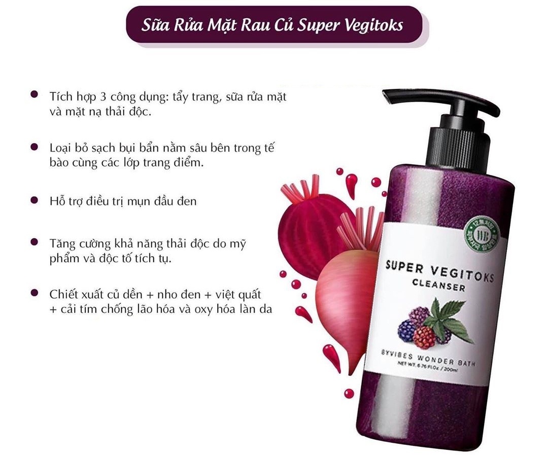 Sữa rửa mặt rau củ quả Super Vegitoks 200ml