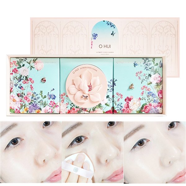 Set Phấn Nước Ohui Ultimate Cover Lifting Cushion SPF50 (Flower Edition)