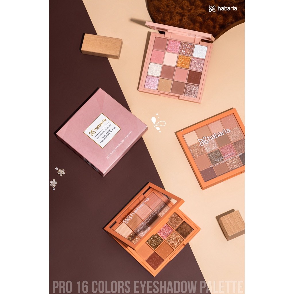 Bảng Phấn Mắt 16 Ô Habaria Pro 16 Colors Eyeshadow Palette 16g