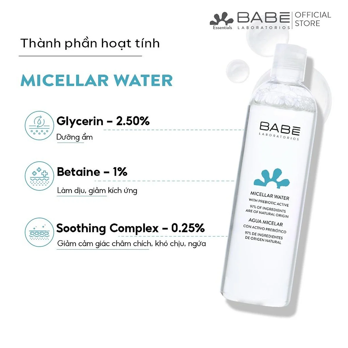 Nước Tẩy Trang Dành Cho Mọi Loại Da Babe Micellar Water 250ml