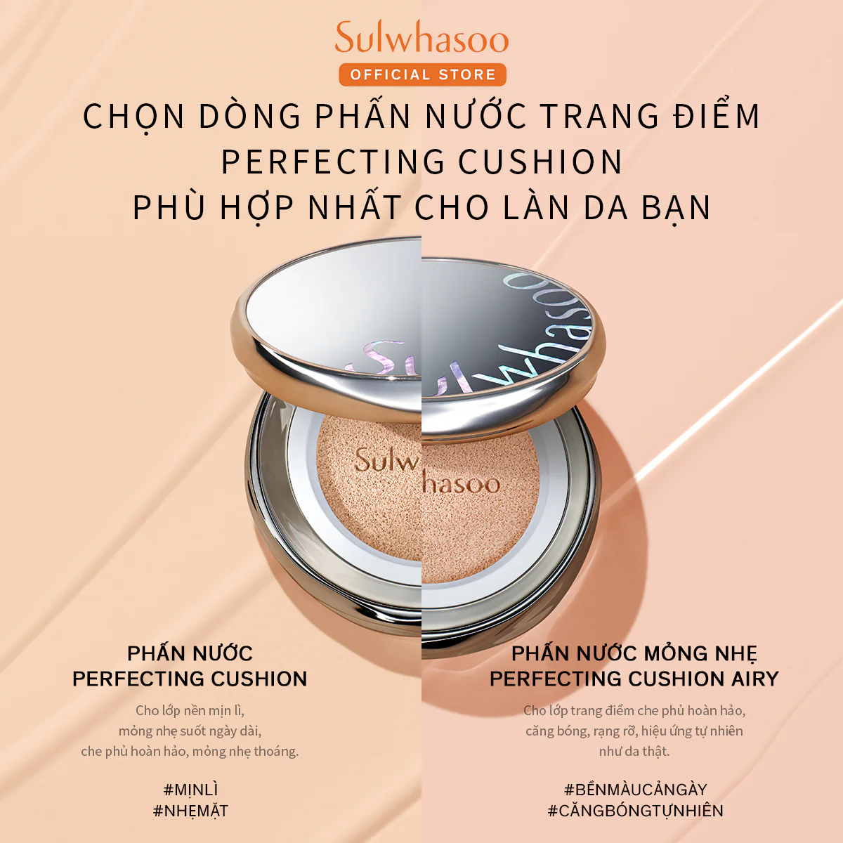 Phấn Nước 2 Lõi Sulwhasoo Perfecting Cushion Airy Cussin De Teint Ae're' Cushion (15gx2) - 21N1 Beige