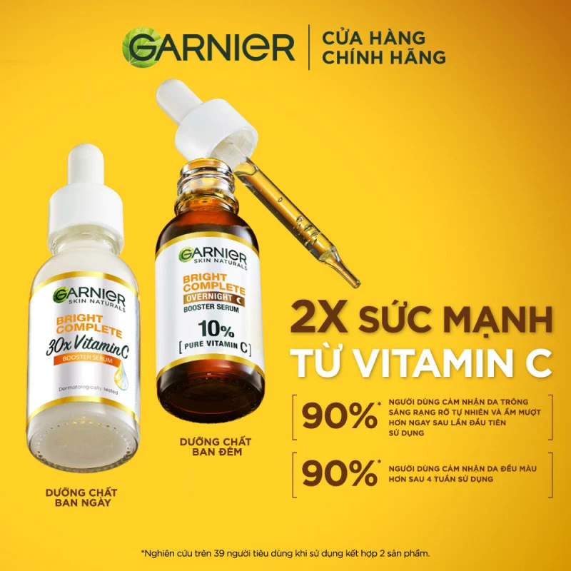 Tinh Chất Garnier Tăng Cường Sáng Da Mờ Thâm Ban Đêm 10% Vitamin C - Bright Complete Overnight Serum 30ml