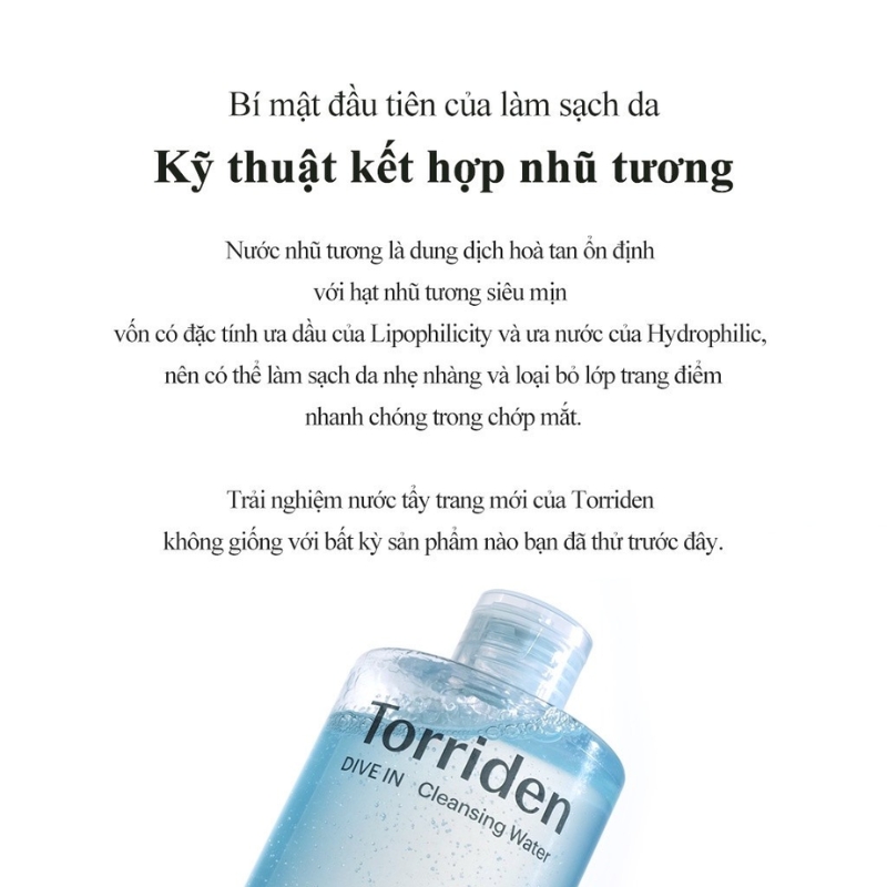 Tẩy Trang Torriden Dive-In Low Molecular Hyaluronic Acid Cleansing Water 400ml
