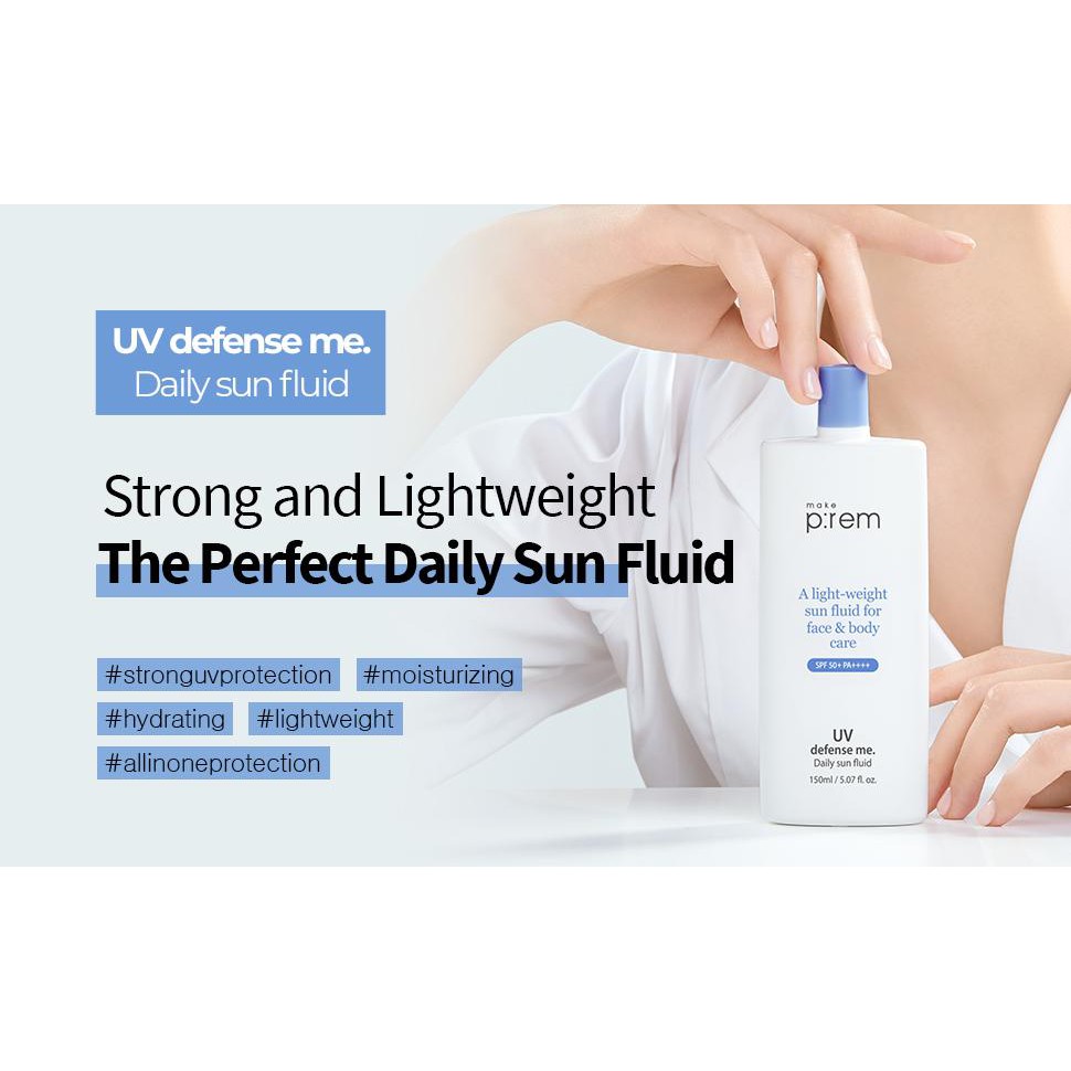 Kem Chống Nắng Toàn Thân Dịu Nhẹ Make P:rem UV Defense Me Daily Sun Fluid Sun SPF50 150ml