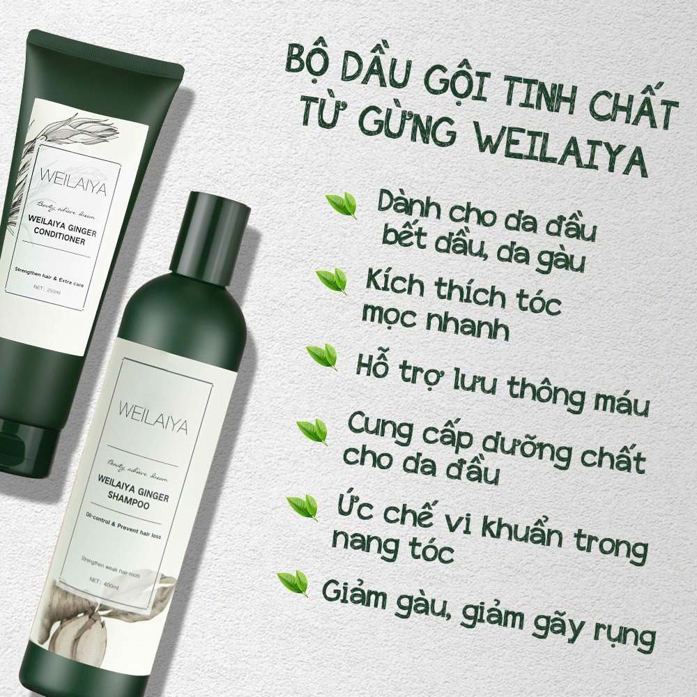 Bộ Gội Xả Weilaiya Ginger Shampoo [Tem Trắng]