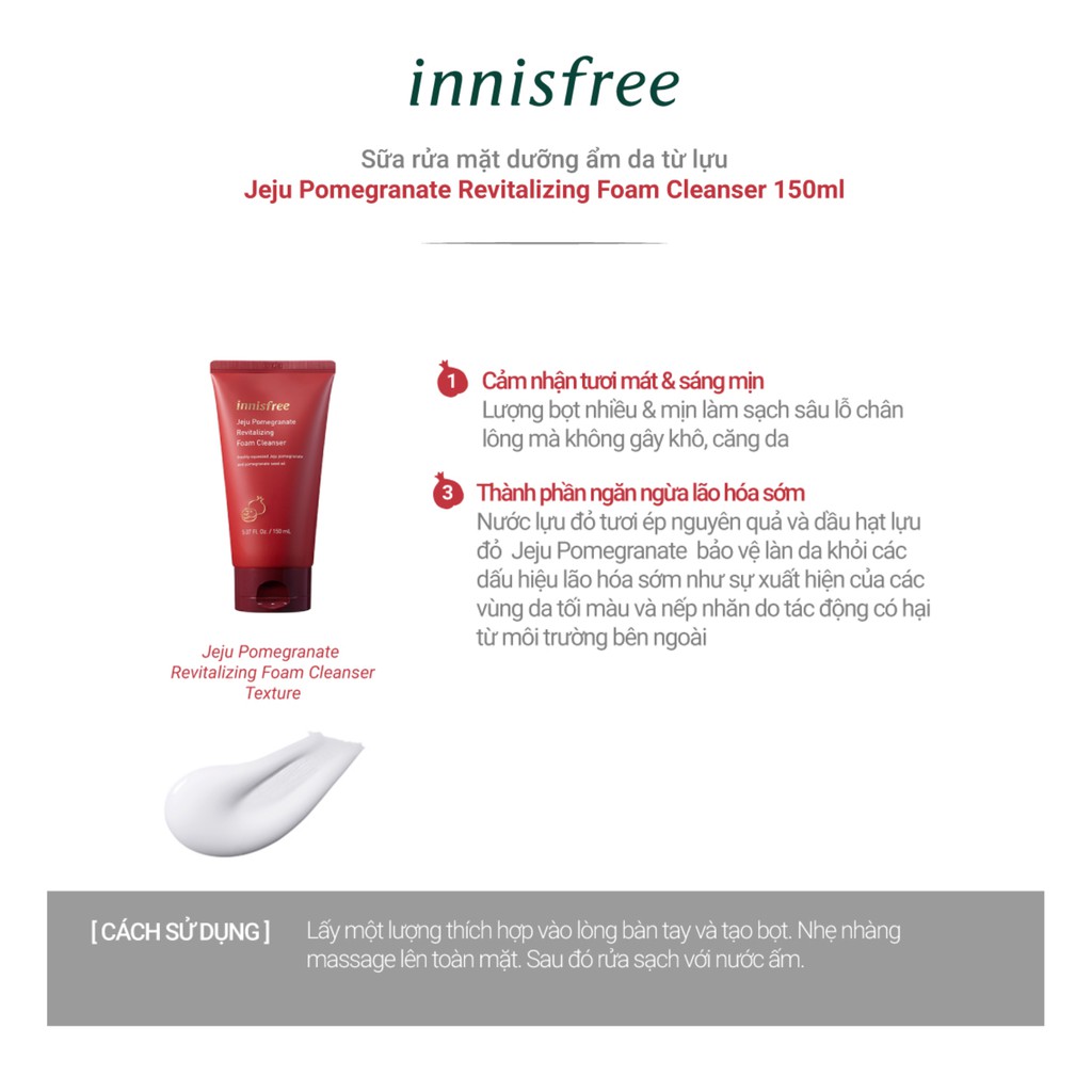 Sữa Rửa Mặt Innisfree Jeju Pomegranate Revitalizing Foam Cleanser 150ml