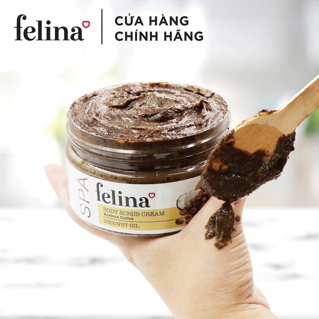 Kem Tẩy Tế Bào Chết Felina Body Scrub Cream Arabica Coffee + Coconut Oil 220g