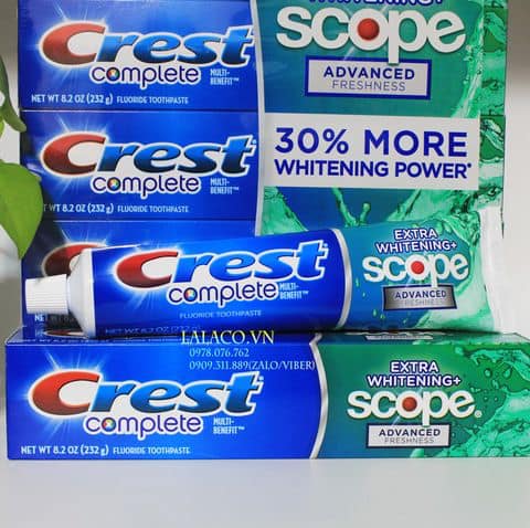 Kem đánh răng Crest Complete Extra Whitening + Scope Advanced