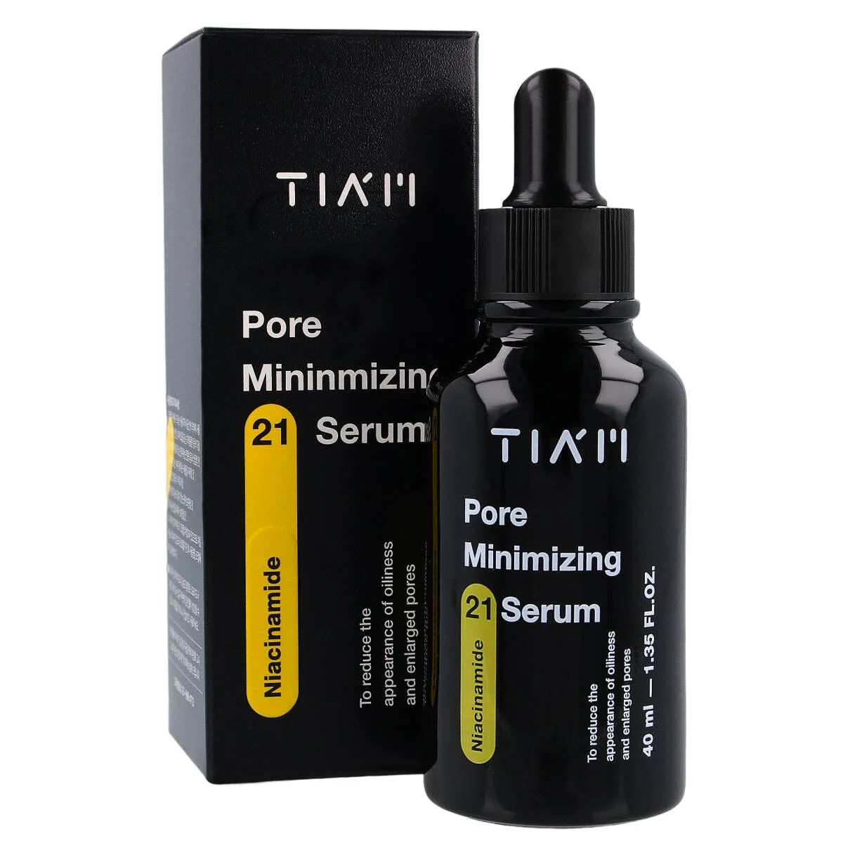 Tinh Chất TIA'M Kiểm Soát Dầu Nhờn Thu Nhỏ Lỗ Chân Lông 20% Niacinamide + 1% Zin C Pore Minimizing 40ml (Đen)