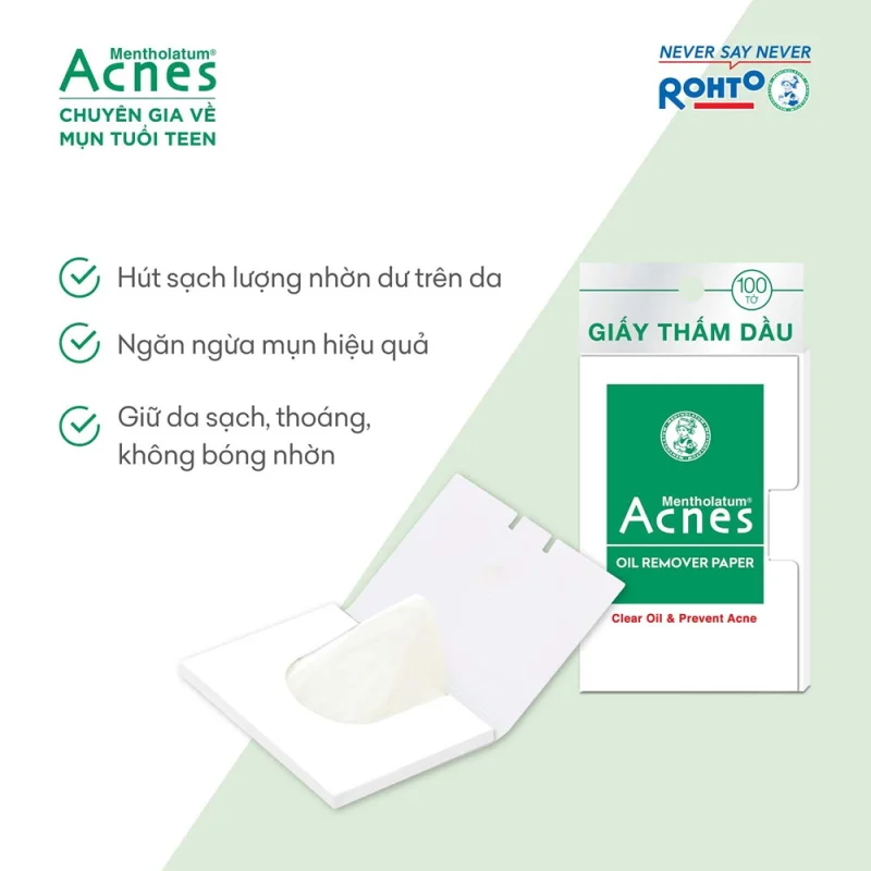 Giấy Thấm Dầu Kiểm Soát Nhờn, Ngừa Mụn Acnes Oil Remover Paper (100 Tờ)