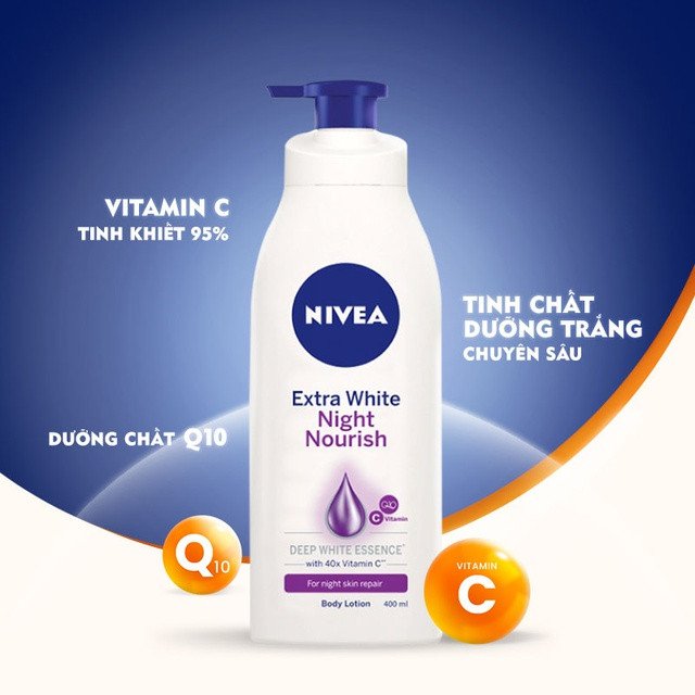 Sữa Dưỡng Thể Nivea Extra White Night Nourish (Tím)